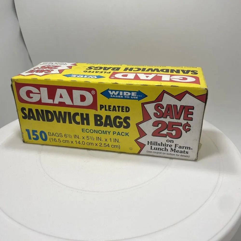 Vintage Glad Pleated Sandwich Bags Economy Pack 150 Count Box NOS